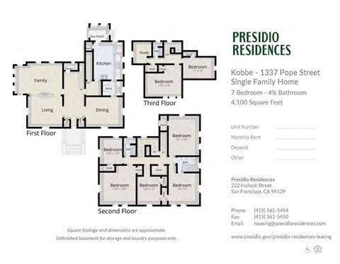 A floor plan for a single family home with 7 bedrooms and 4.100 square feet.